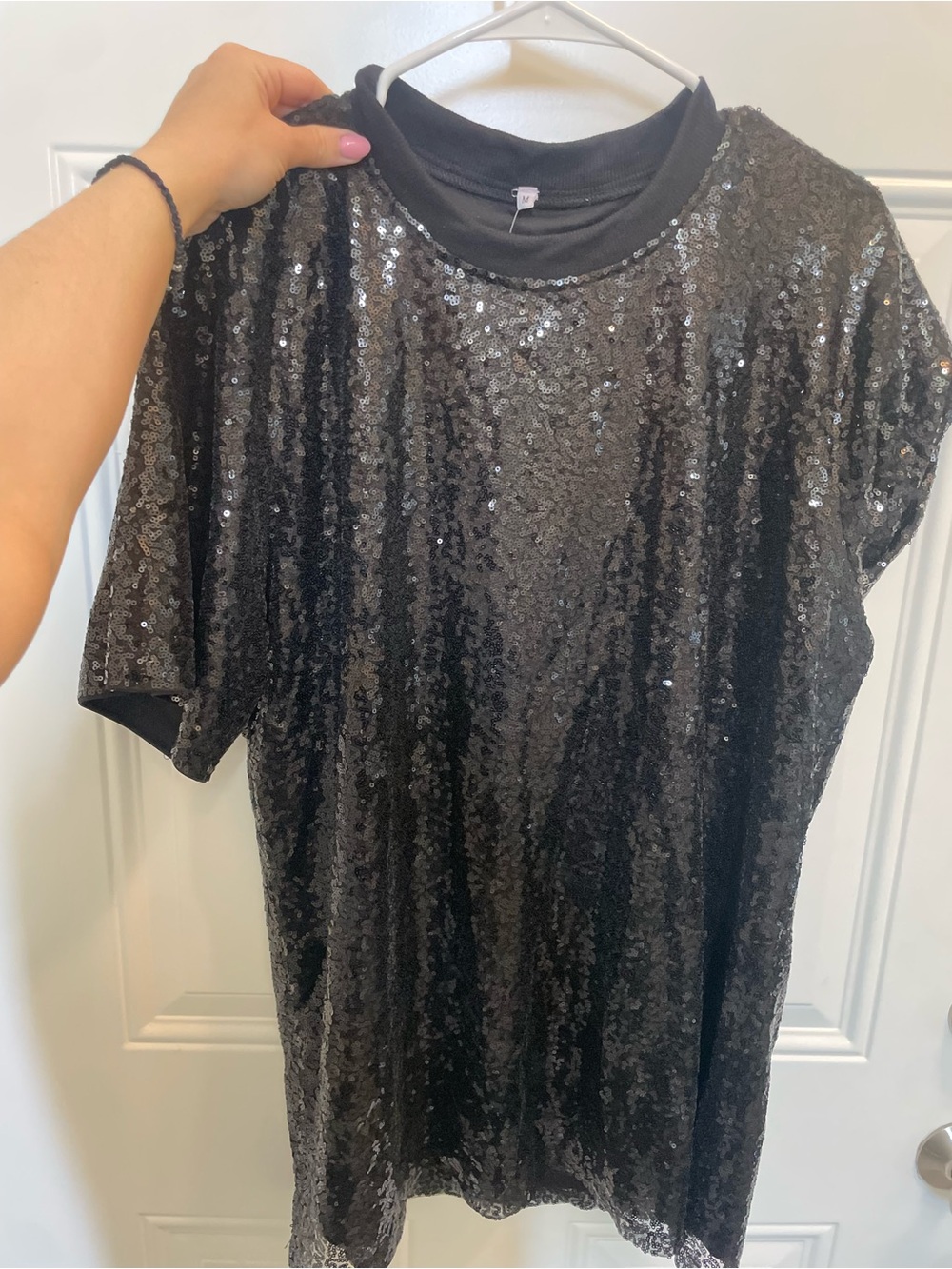 NWT Women’s Black Sequin Short Sleeve Tunic Top